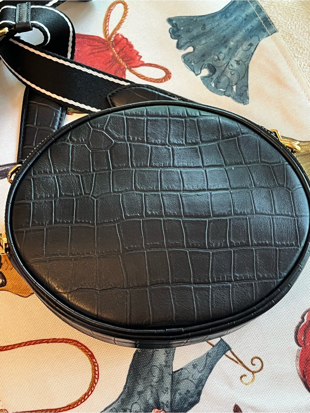 Marc Jacobs Black Rewind Croc-Embossed Oval Crossbody Bag w/Gold Hardware (EUC) - Picture 9 of 14